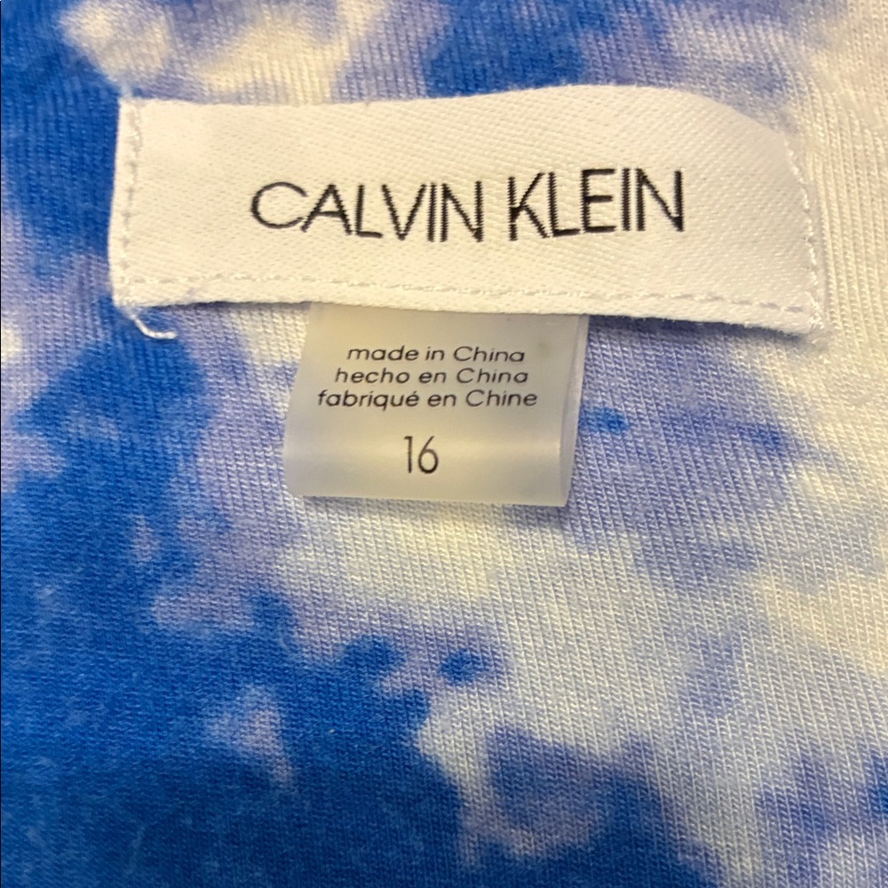Calvin Klein Blue and White Tie-Dye Dress